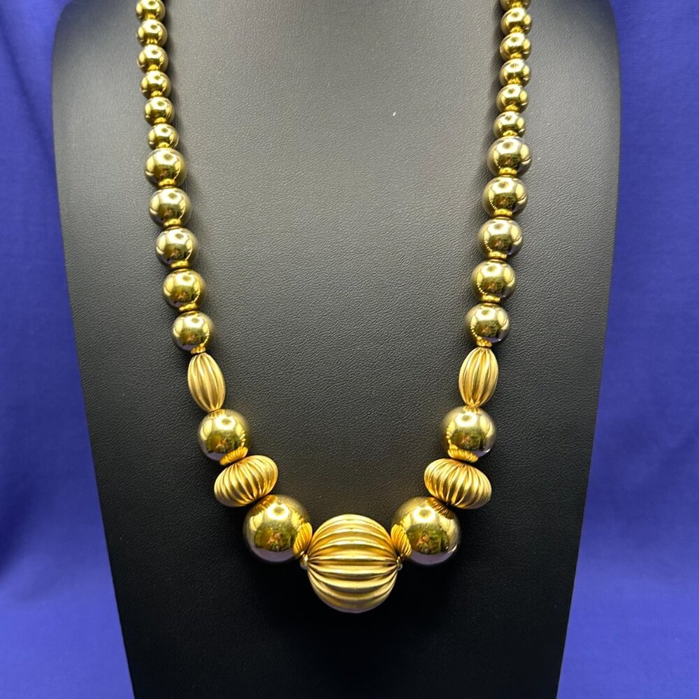 VTG Napier Chunky Gold-Tone Bead Necklace 1980s - Picture 2 of 14